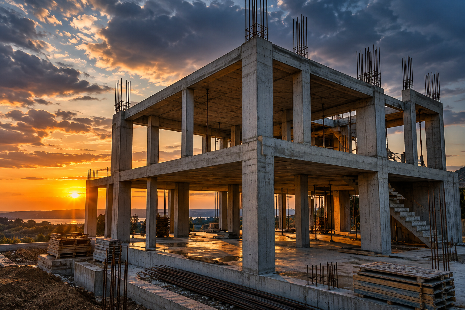 Estrutura de concreto de uma casa em construção